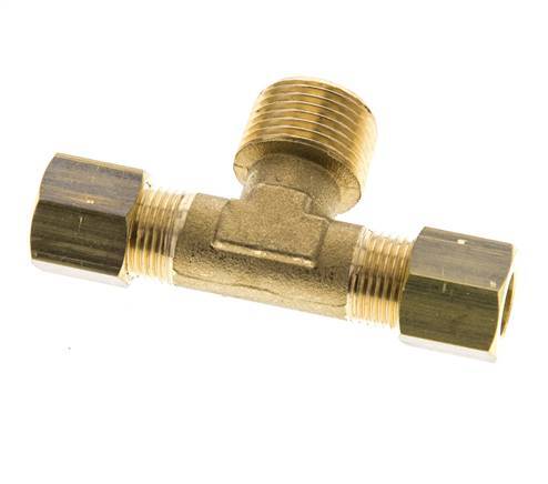 R 3/8'' Male x 8mm Brass Tee Compression Fitting 135 Bar DIN EN 1254-2