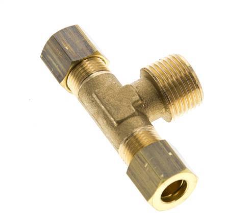 R 3/8'' Male x 8mm Brass Tee Compression Fitting 135 Bar DIN EN 1254-2