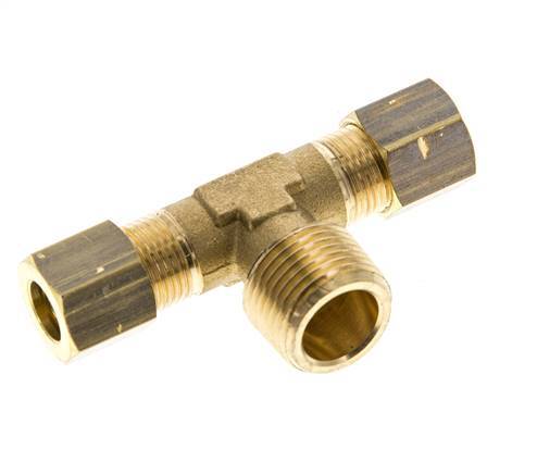 R 3/8'' Male x 8mm Brass Tee Compression Fitting 135 Bar DIN EN 1254-2