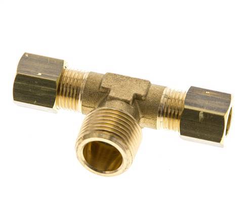 R 3/8'' Male x 8mm Brass Tee Compression Fitting 135 Bar DIN EN 1254-2