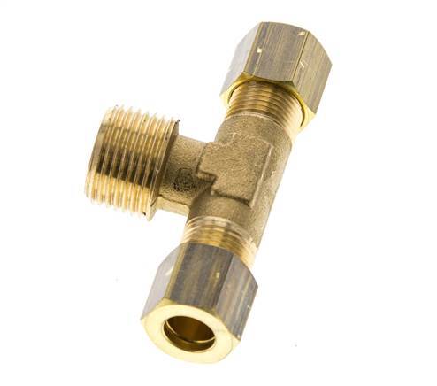 R 3/8'' Male x 8mm Brass Tee Compression Fitting 135 Bar DIN EN 1254-2