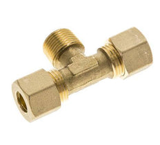 R 3/8'' Male x 10mm Brass Tee Compression Fitting 95 Bar DIN EN 1254-2