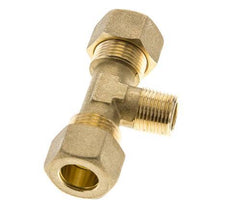 R 3/8'' Male x 14mm Brass Tee Compression Fitting 89 Bar DIN EN 1254-2