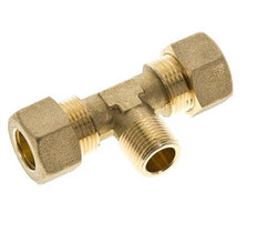 R 3/8'' Male x 14mm Brass Tee Compression Fitting 89 Bar DIN EN 1254-2