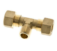 R 3/8'' Male x 14mm Brass Tee Compression Fitting 89 Bar DIN EN 1254-2