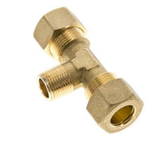 R 3/8'' Male x 14mm Brass Tee Compression Fitting 89 Bar DIN EN 1254-2