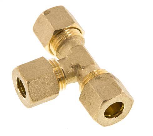 10mm Brass Tee Compression Fitting 95 Bar DIN EN 1254-2