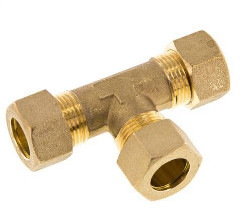 15mm Brass Tee Compression Fitting 82 Bar DIN EN 1254-2