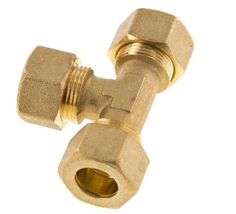 16mm Brass Tee Compression Fitting 76 Bar DIN EN 1254-2