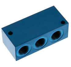 4xG 3/8'' Aluminium Distributor Block One-sided 16 Bar