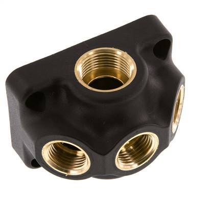 G 3/4'' x G 1/2'' Plastic Wall Mounted 4-way Air Junction without through-hole 15 Bar