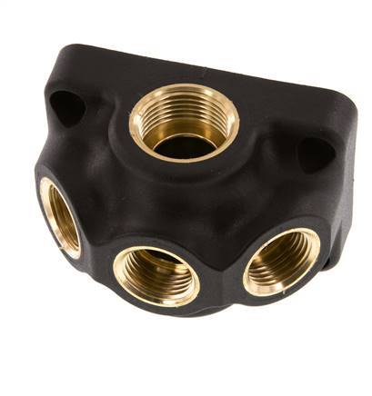 G 3/4'' x G 1/2'' Plastic Wall Mounted 4-way Air Junction without through-hole 15 Bar