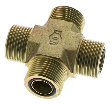 UN 1-3/16''-12 Male Zinc plated Steel Cross ORFS 400 Bar - Hydraulic