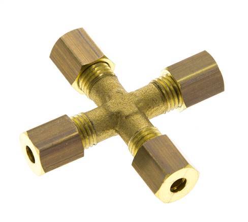 4mm Brass Cross Compression Fitting DIN EN 1254-2