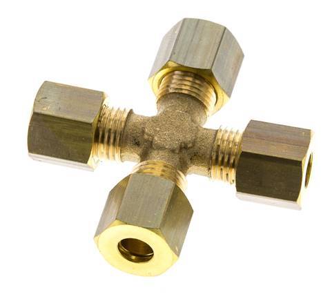 6mm Brass Cross Compression Fitting DIN EN 1254-2
