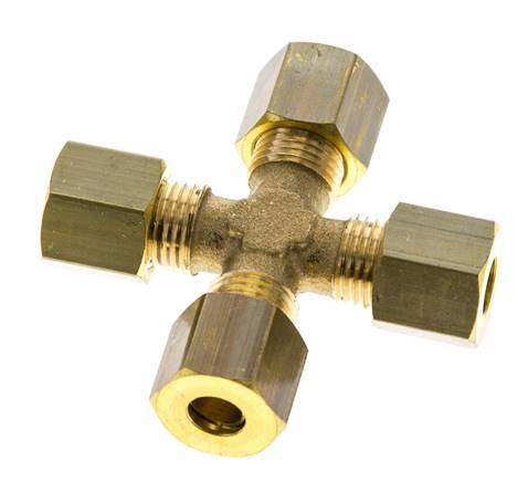 6mm Brass Cross Compression Fitting DIN EN 1254-2