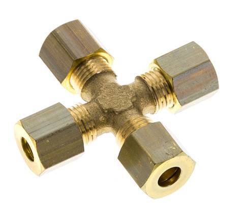 6mm Brass Cross Compression Fitting DIN EN 1254-2