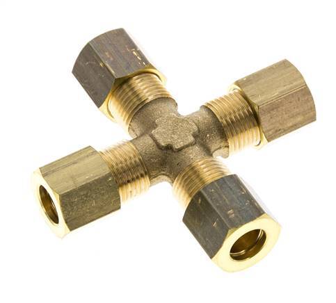 8mm Brass Cross Compression Fitting DIN EN 1254-2