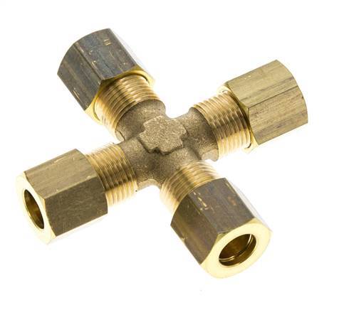 8mm Brass Cross Compression Fitting DIN EN 1254-2