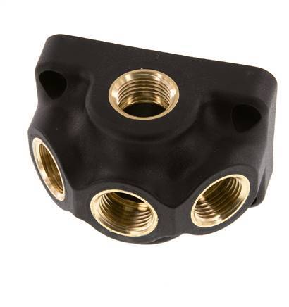 G 1/2'' Plastic Wall Mounted 5-way Air Junction with through-hole 15 Bar