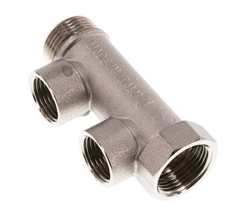 G 3/4'' x 2xG 1/2'' F/M/F Nickel plated Brass Distributor pipes 10 Bar