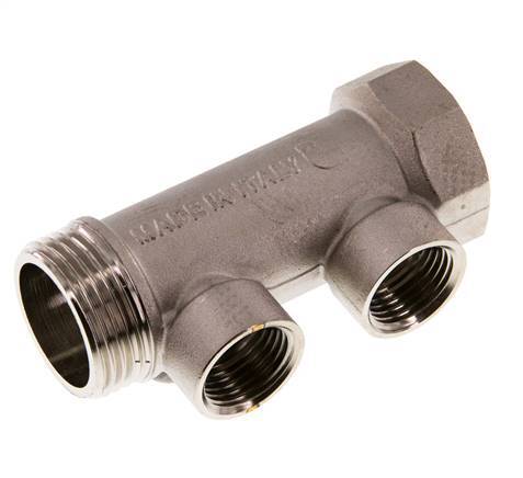 G 1'' x 2xG 1/2'' F/M/F Nickel plated Brass Distributor pipes 10 Bar