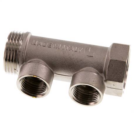 G 1'' x 2xG 1/2'' F/M/F Nickel plated Brass Distributor pipes 10 Bar