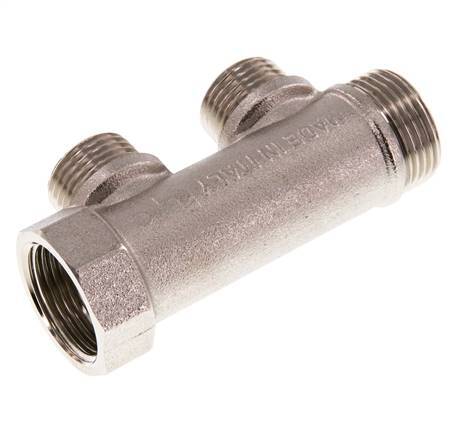 G 3/4'' x 2xG 1/2'' F/M/M Nickel plated Brass Distributor pipes 10 Bar