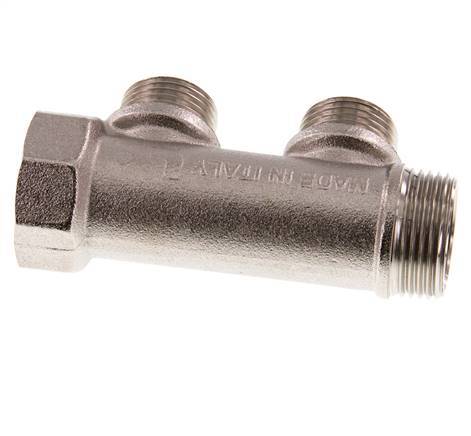 G 3/4'' x 2xG 1/2'' F/M/M Nickel plated Brass Distributor pipes 10 Bar