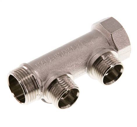 G 3/4'' x 2xG 1/2'' F/M/M Nickel plated Brass Distributor pipes 10 Bar