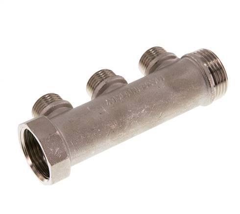 G 1'' x 3xG 1/2'' F/M/M Nickel plated Brass Distributor pipes 10 Bar