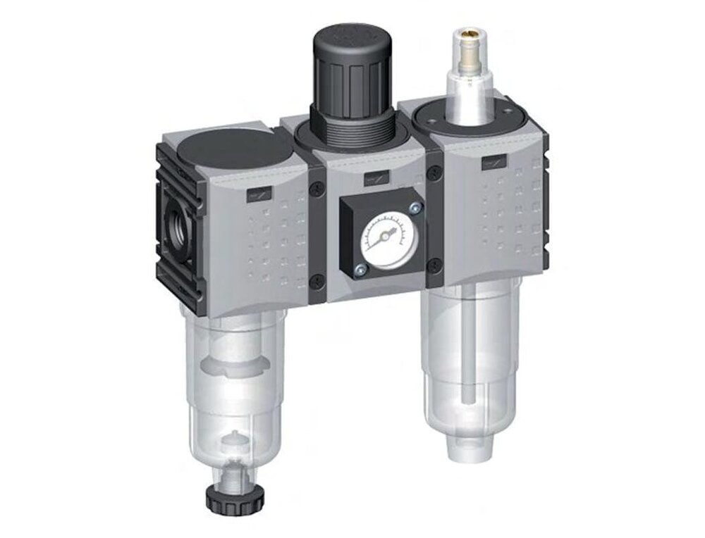 FRL 3-Part G1/4'' 800 l/min 0.2-4.0bar/3-58psi Semi-Auto 40 mm Pressure Gauge Polycarbonate Futura 0
