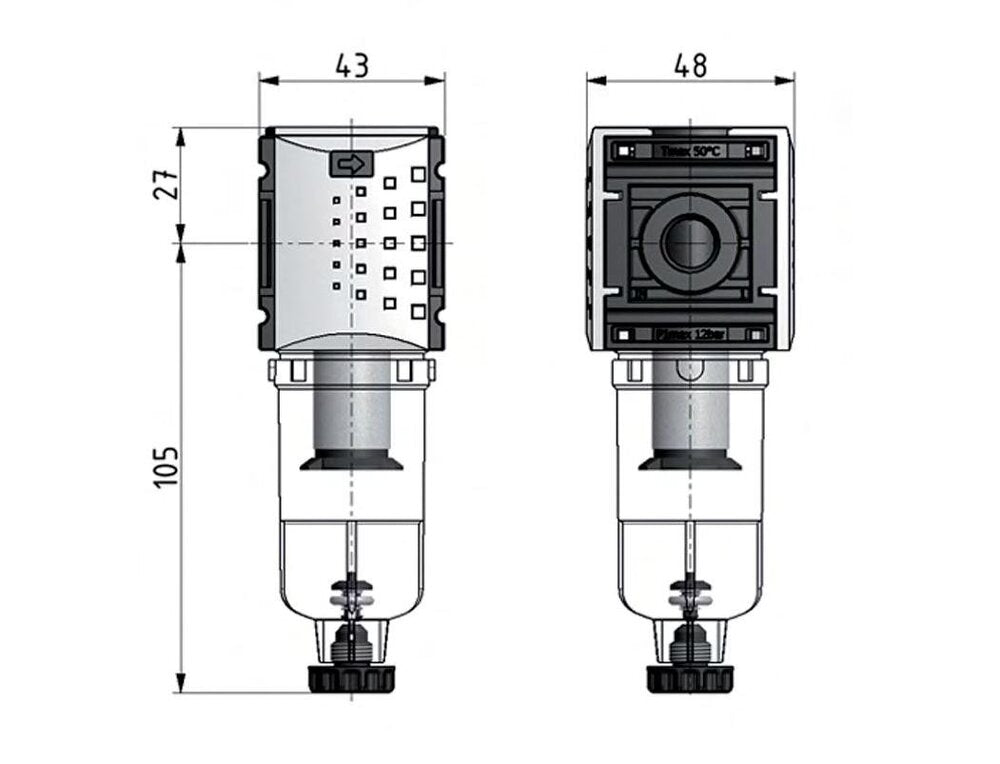 Filter 5microns G1/4'' 1000 l/min Auto Metal Futura 0