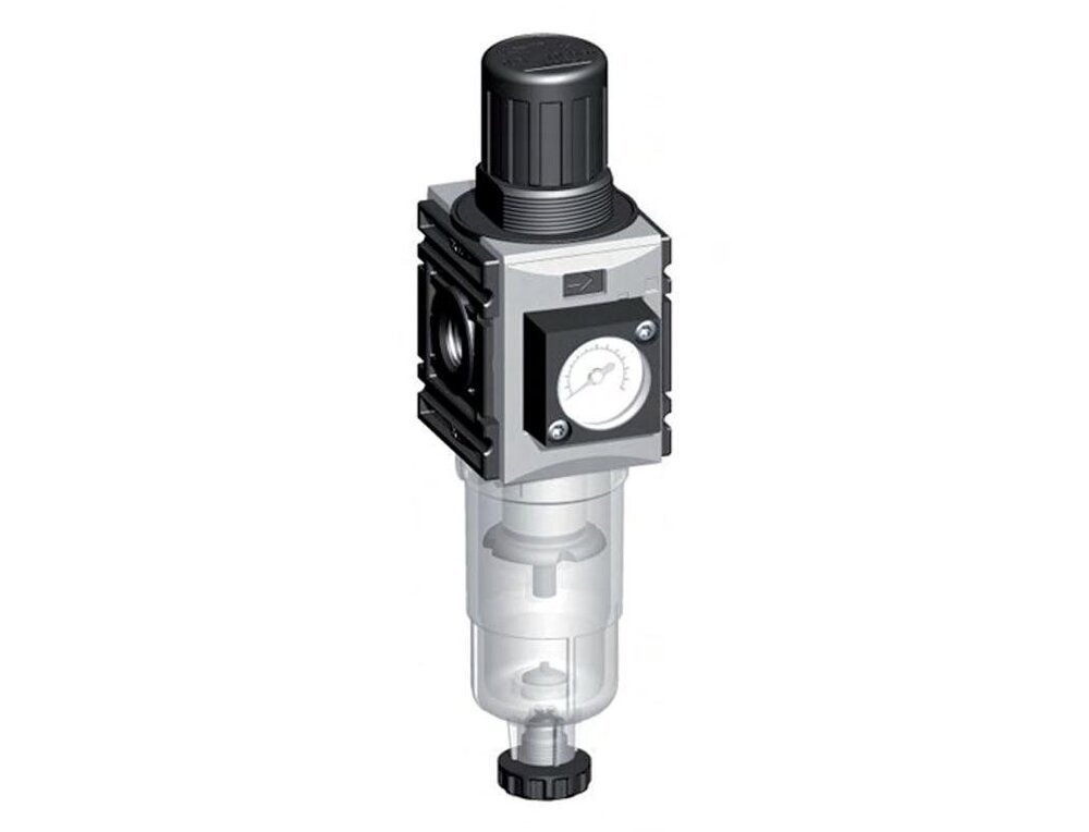 Filter-Regulator G1/4'' 1000 l/min 0.5-10.0bar/7-145psi Semi-Auto 40 mm Pressure Gauge Metal Futura 0