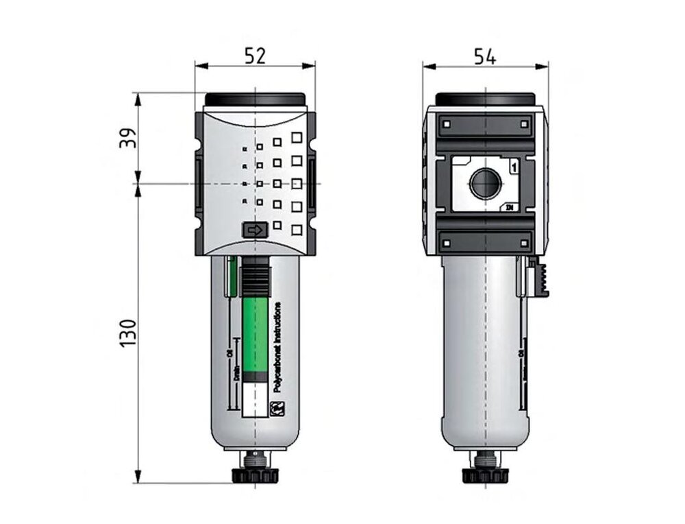 Pre-Filter 0.3microns G3/8'' 300 l/min Auto (Closed Without Pressure) Polycarbonate Futura 1