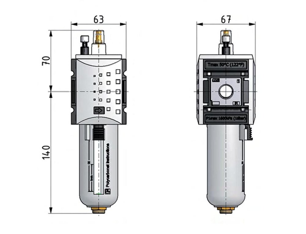 Lubricator G3/8'' Polycarbonate Futura 2