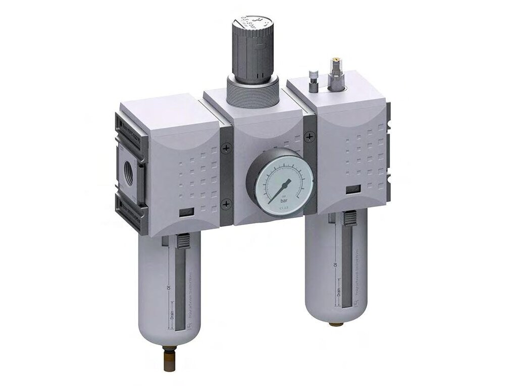 FRL 3-Part G1'' 12000 l/min 0.1-1.0bar/1-14psi Semi-Auto Polycarbonate Futura 4