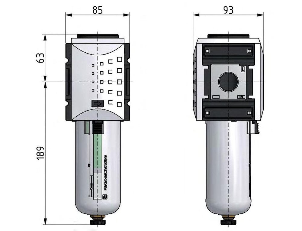 Pre-Filter 0.3microns G1'' 1500 l/min Semi-Auto Polycarbonate Futura 4