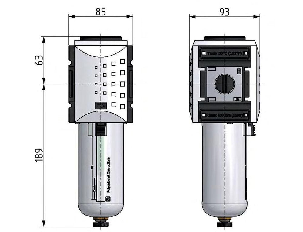 Microfilter 0.01microns G1'' 1500 l/min Semi-Auto Polycarbonate Futura 4