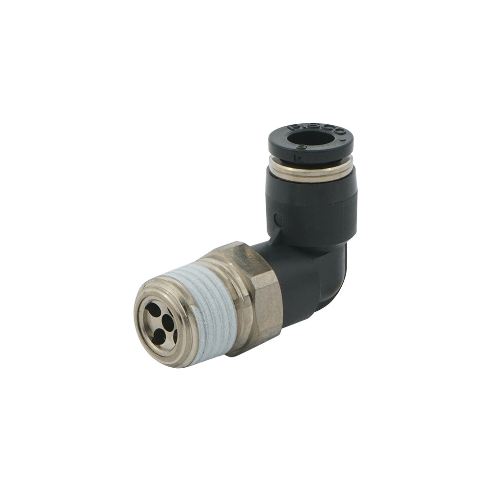 IN R1/4" x OUT 8mm Angled 1.4mm Orifice Meter-Out Check Valve