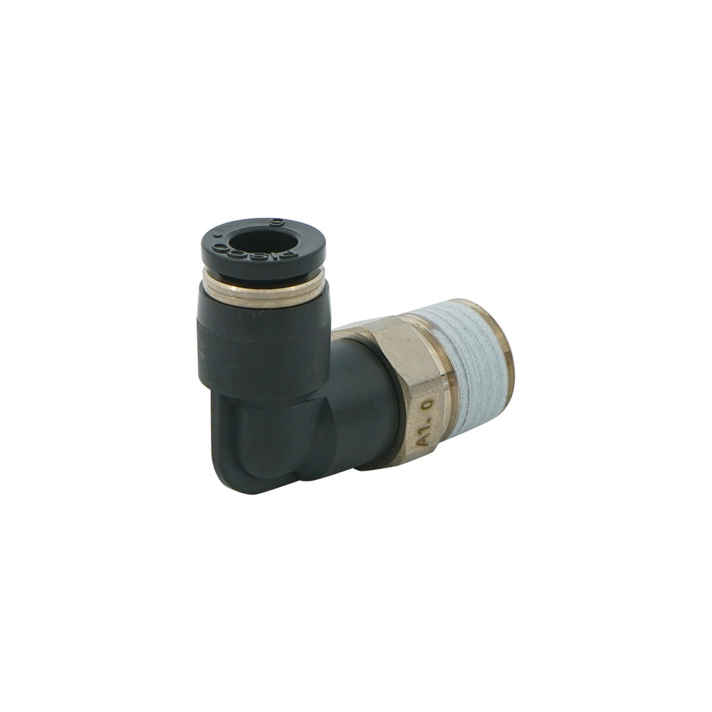 IN R1/8" x OUT 8mm Angled 0.9mm Orifice Meter-Out Check Valve