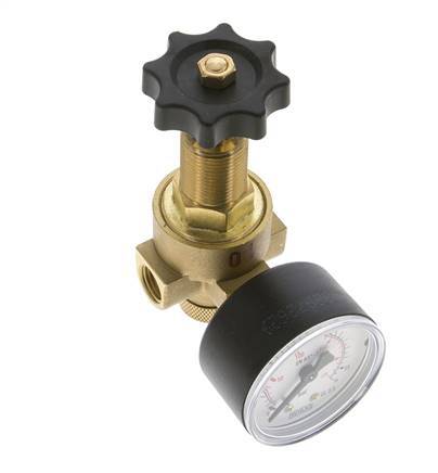 Water & Air Pressure Reducer Brass G1/4'' 2.5 l/min 0.5-10 bar/7-145psi
