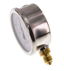-1..0.6 Bar (-15..9 psi) Glycerin Pressure Gauge Below Stainless steel/Brass 63 mm Class 1.6