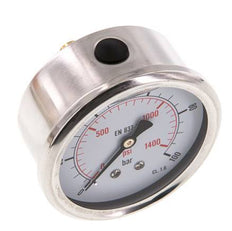 0..100 Bar (0..1450 psi) Glycerin Pressure Gauge Rear Stainless steel/Brass 63 mm Class 1.6