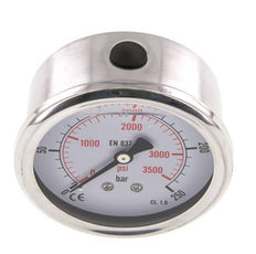 0..250 Bar (0..3626 psi) Glycerin Pressure Gauge Rear Stainless steel/Brass 63 mm Class 1.6