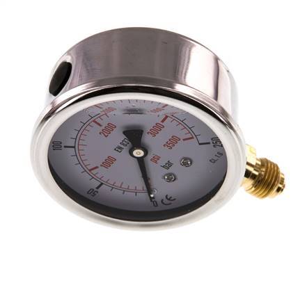 0..250 Bar (0..3626 psi) Glycerin Pressure Gauge Below Stainless steel/Brass 63 mm Class 1.6