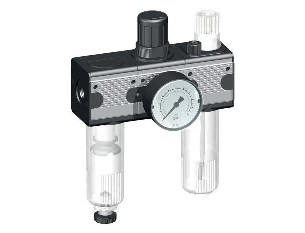 FRL 3-Part G1/4'' 1200 l/min 0.5-10.0bar/7-145psi Auto Polycarbonate Multifix 1