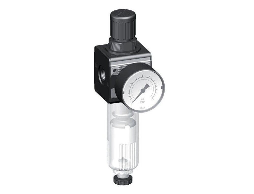 Filter-Regulator G1/4'' 1600 l/min 0.5-10.0bar/7-145psi Semi-Auto Cylinder Lock Polycarbonate Multifix 1