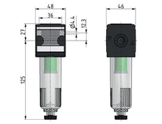 Microfilter 0.01microns G1/4'' 280 l/min Semi-Auto Polycarbonate Multifix 1