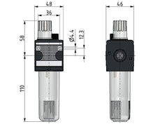 Micro Oil-Fog Lubricator G1/4'' Electrical Level Monitoring Polycarbonate Multifix 1